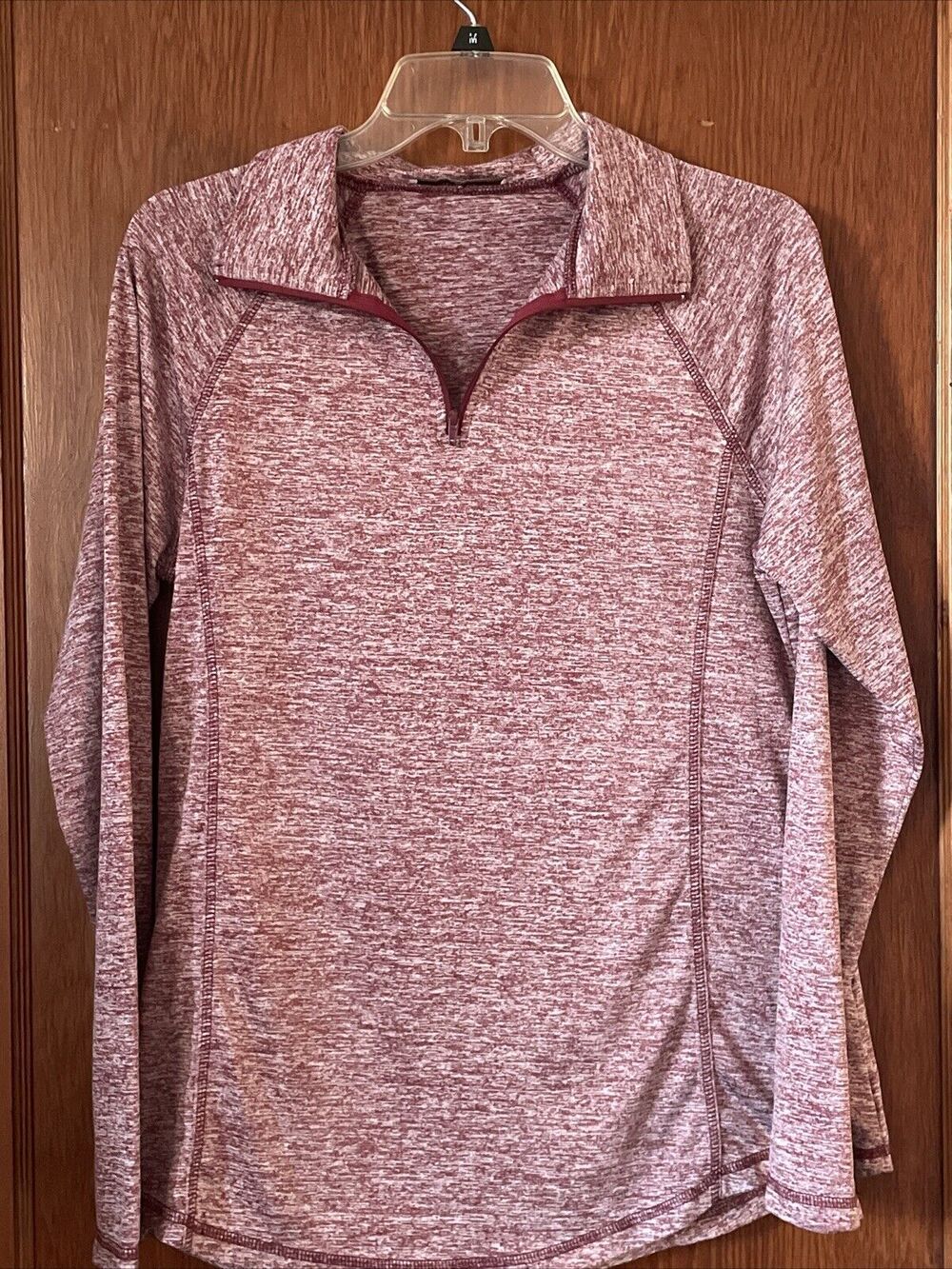 Miusey Women Red Pullover M Long Sleeve Zip